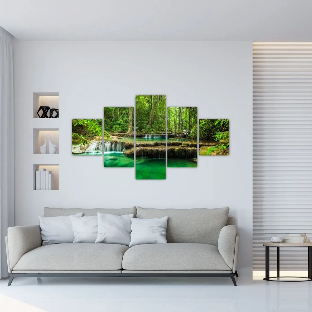 Obraz - Wodospad Erawan w Kanchanaburi, Tajlandia (125x70 cm)