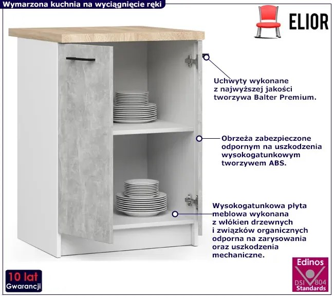 Dolna szafka kuchenna w kolorze betonu Z7-G31