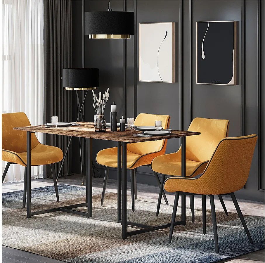 Stół do jadalni rustykalny dąb/czarny 140x80x75 merido