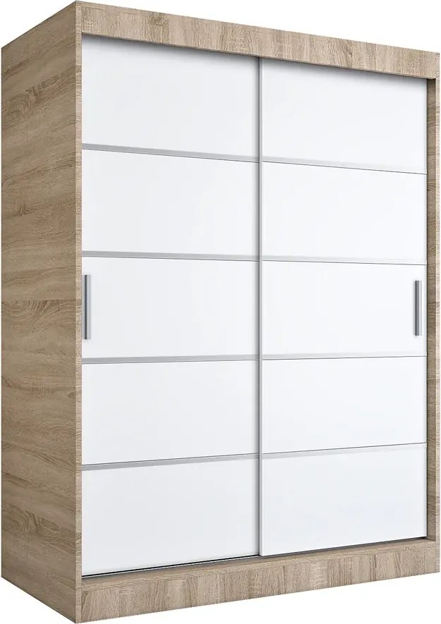 Szafa przesuwna dąb sonoma + biały 150 cm D6-B53
