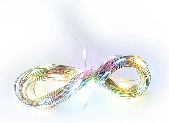 Świąteczny LED srebrny drut - 40 LED, kolor