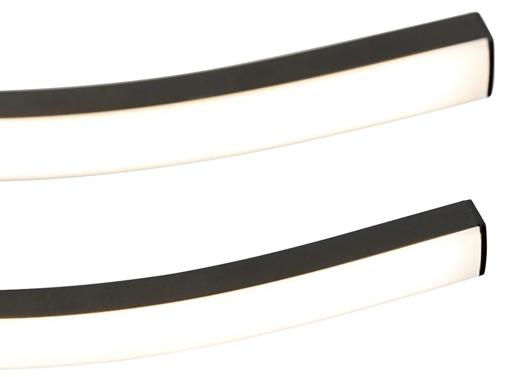 Designerska lampa sufitowa czarna z drewnem w komplecie z LED 3-światłowa - VanesaDesignerski Oswietlenie wewnetrzne