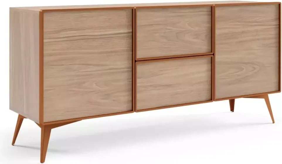 Komoda Mavel 164 cm – nowoczesna, 2 drzwi, 2 szuflady, drewno + metal, styl industrialny