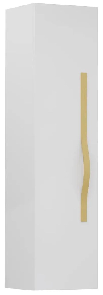 Szafka łazienkowa VOG 33 cm biały połysk ze złotym uchwytem KROFAM