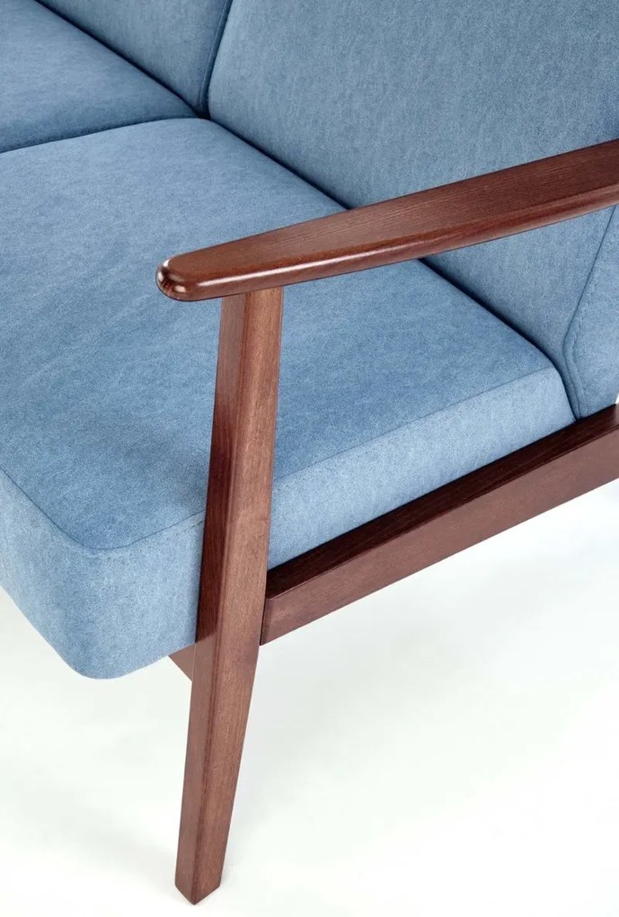 Sofa MILANO 2S niebieska/orzech dwuosobowa HALMAR