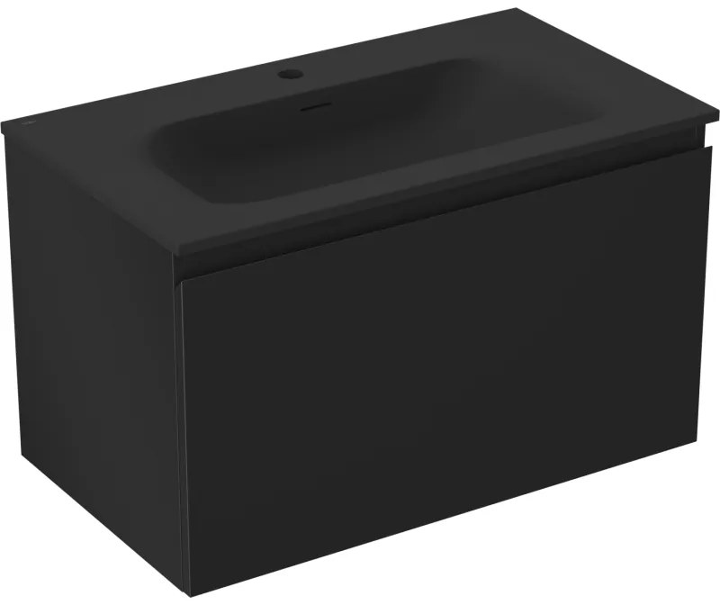 Mexen Orio szafka łazienkowa 80 cm z umywalką Vela, 1 szuflada, czarna mat - 91A10-08047-1-BF71-W23M71