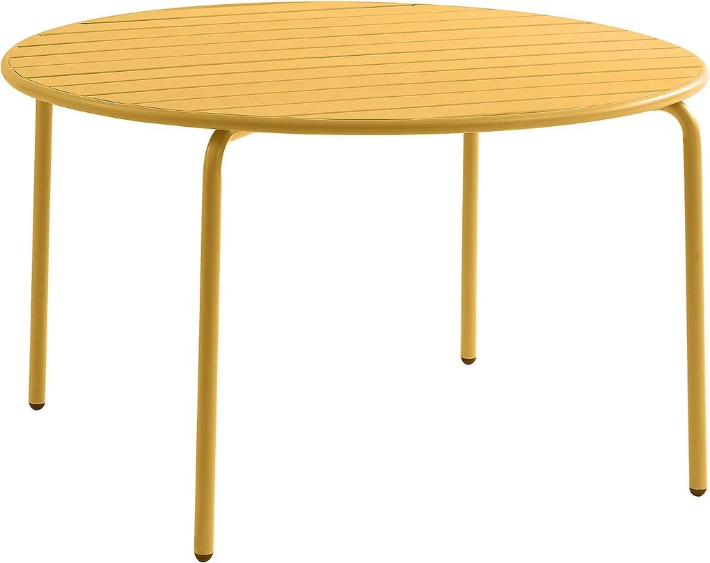 Stół ogrodowy okrągły o śr. 110 cm z metalu - Żółty musztardowy - MIRMANDE marki MYLIA