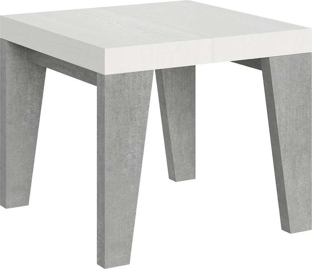 Stół rozkładany 90x90/246 cm Naxy Mix Biały jesionowy blat - Nogi cementowe