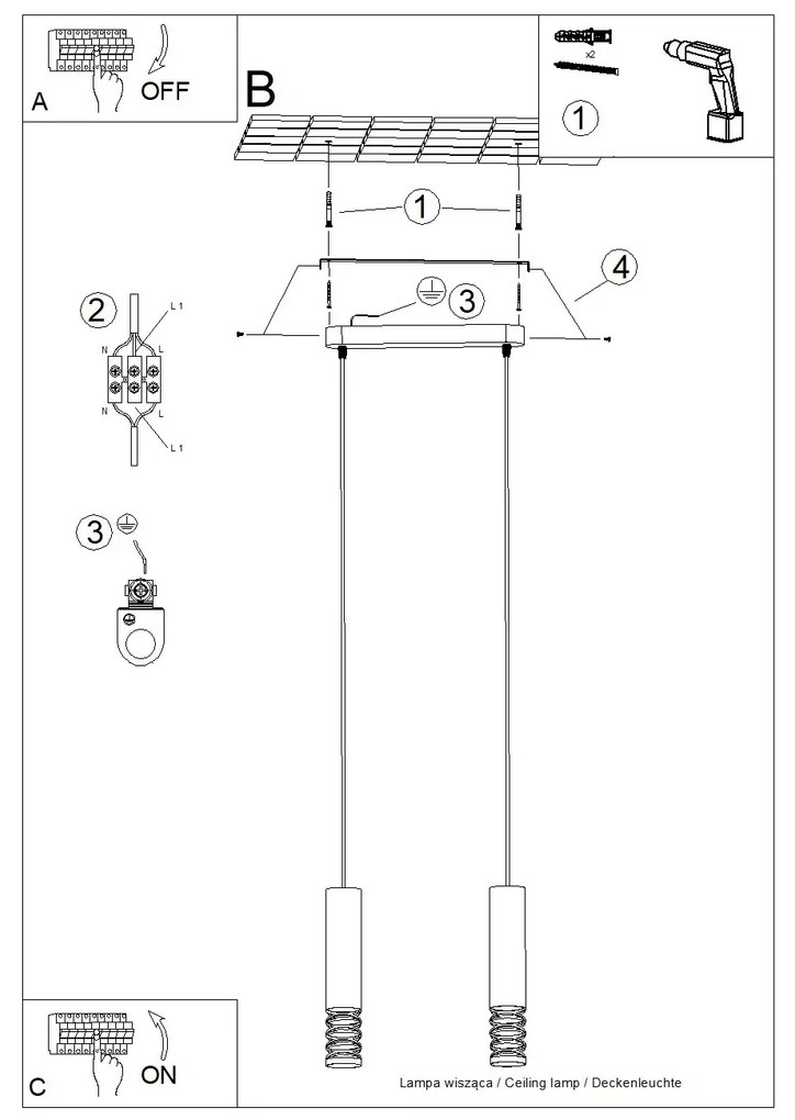 Lampa wisząca LAMI 2 biała SOLLUX LIGHTING