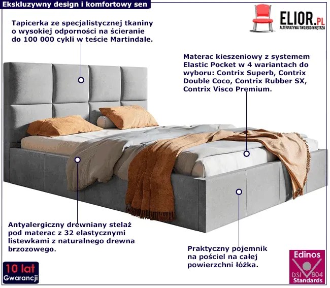 Podwójne łóżko ze schowkiem 140x200 L9-S76