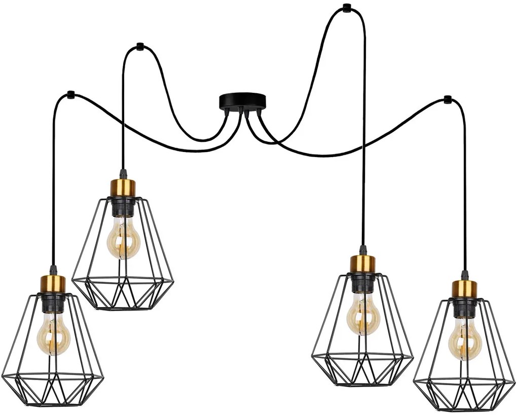 Czarna metalowa lampa druciana typu pająk - K111-Telesto