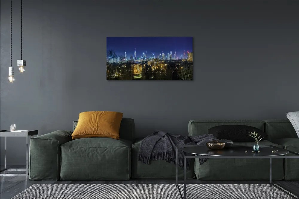 Obraz na płótnie Warszawa Noc panorama