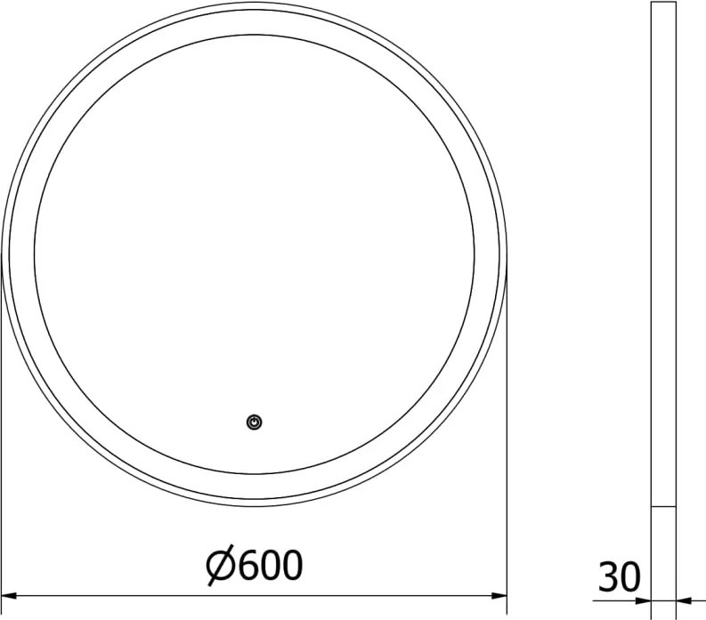 Mexen Esso lustro łazienkowe podświetlane, okragłe 60 cm, LED 6000K, antypara, rama czarna - 9825-060-060-611-70