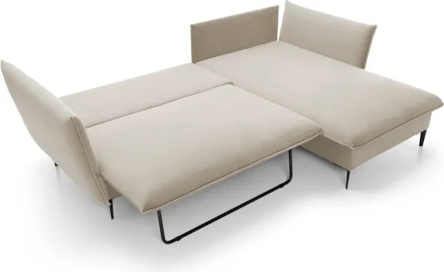 Narożnik GLOSS Prawostronny z funkcją spania, zestaw z poduszkami wolnostojący tkanina RIVIERA 38 Zielony WERSAL