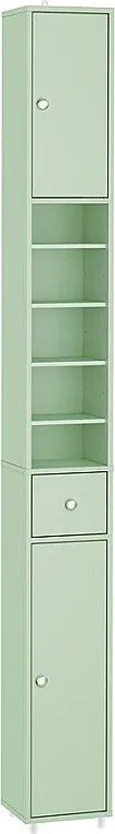 Wolnostojąca szafka łazienkowa MDF, regulowane półki, szuflada, jasnozielona