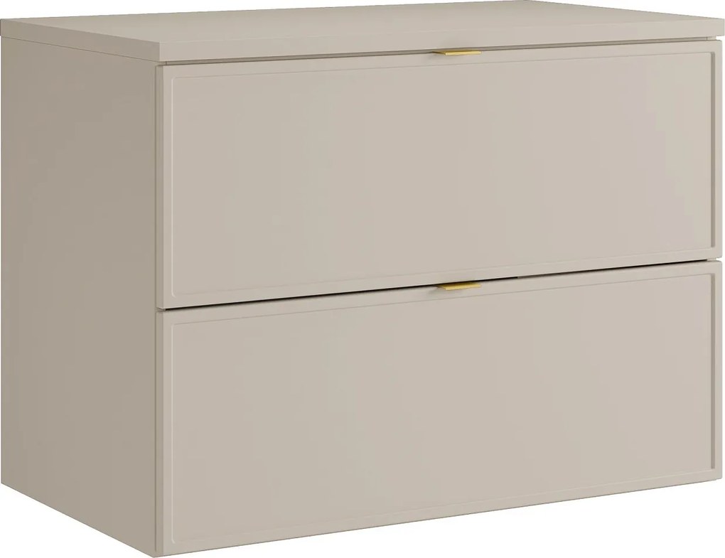 Wisząca szafka pod umywalkę z półką – beżowa – 80 cm – ONDIL