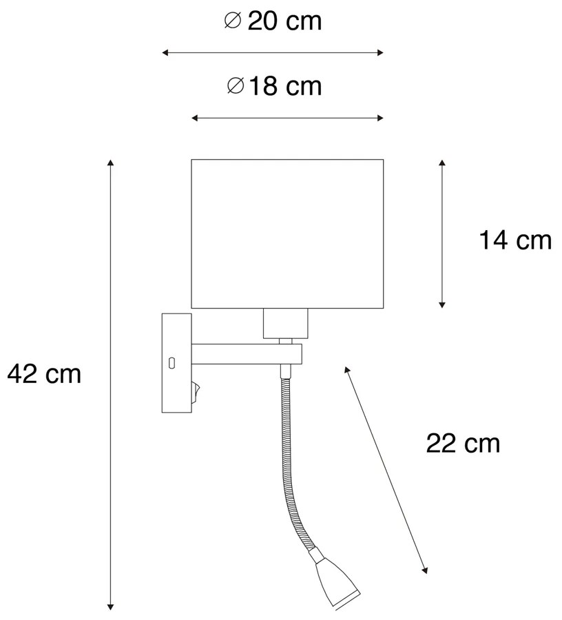 Lampa ścienna brązowa z welurowym abażurem w designie krokodyla 18 cm - Brescia klasyczny/Antyczny Oswietlenie wewnetrzne