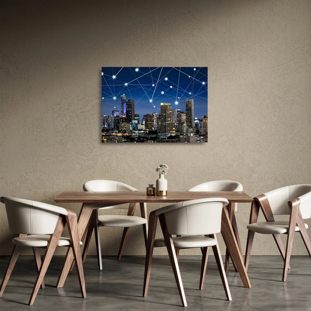 Obraz na szkle - Wielkie miasto nocą (70x50 cm)