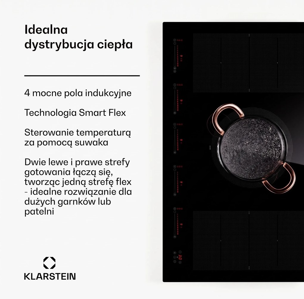 Klarstein Masterzone 90cm Płyta Indukcyjna 5 Stref Gotowania Czarny