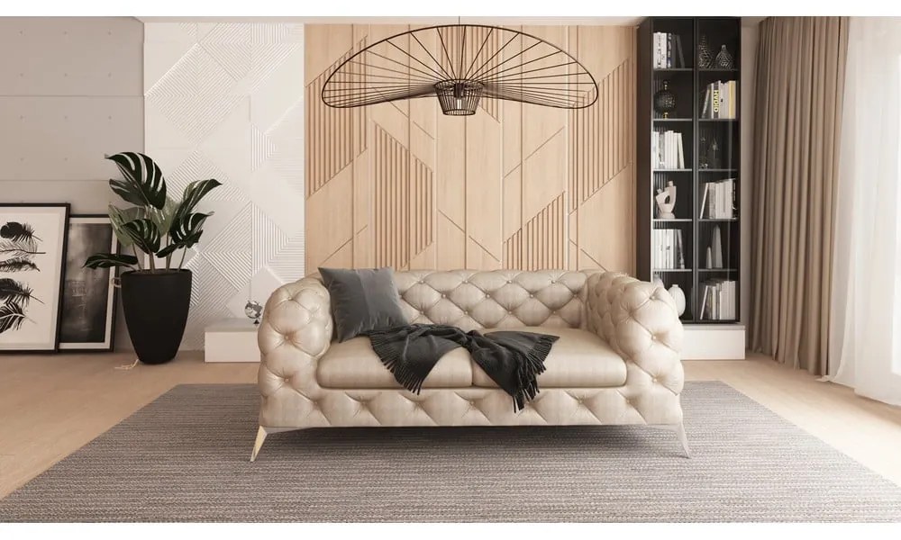 Beżowa aksamitna sofa 185 cm Chelsea – Ropez