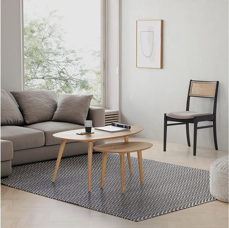 Zestaw dwóch niskich stołów kawowych Eclipse w kolorze dębu, drewno lite