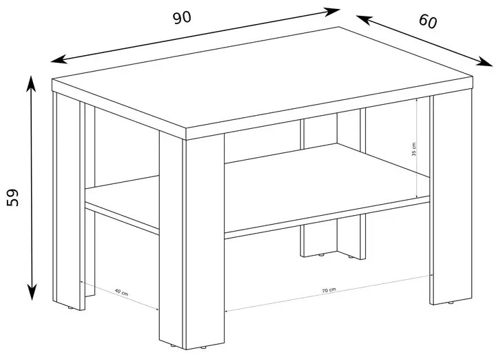 Ława stolik kawowy dąb stuletni S3-D88