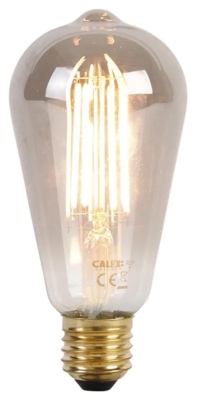 Inteligentna lampa podłogowa czarna z przydymionym szkłem, w tym WiFi ST64 - QaraDesignerski Oswietlenie wewnetrzne