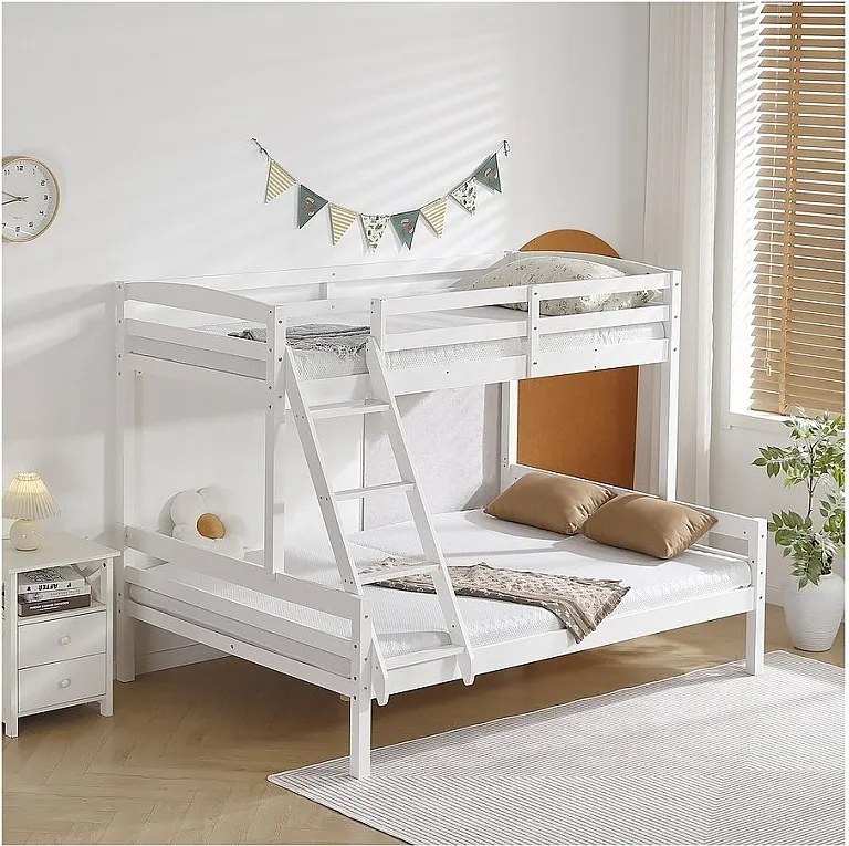 Drewniane łóżko piętrowe dla dzieci "Léa" - białe