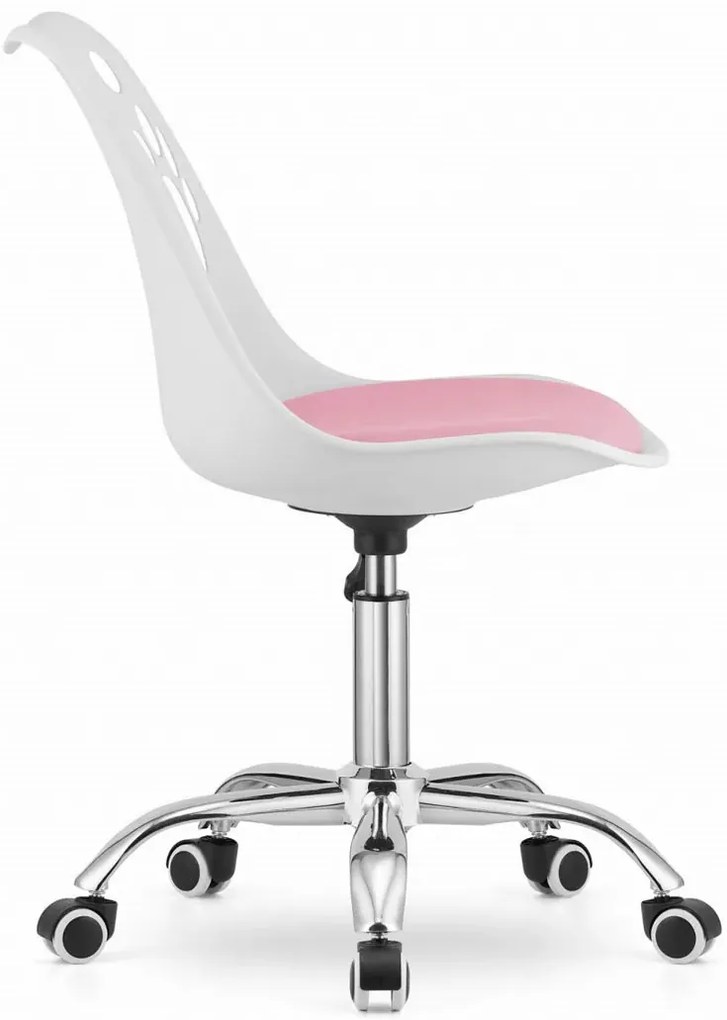 Biało-różowe do biurka krzesło dla dziewczynki F3-M79