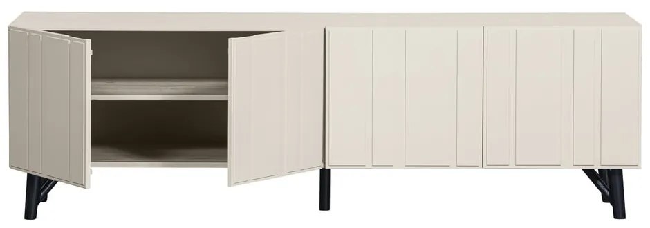 Kremowa szafka pod TV z litego drewna sosnowego 181x56 cm Miller – WOOOD