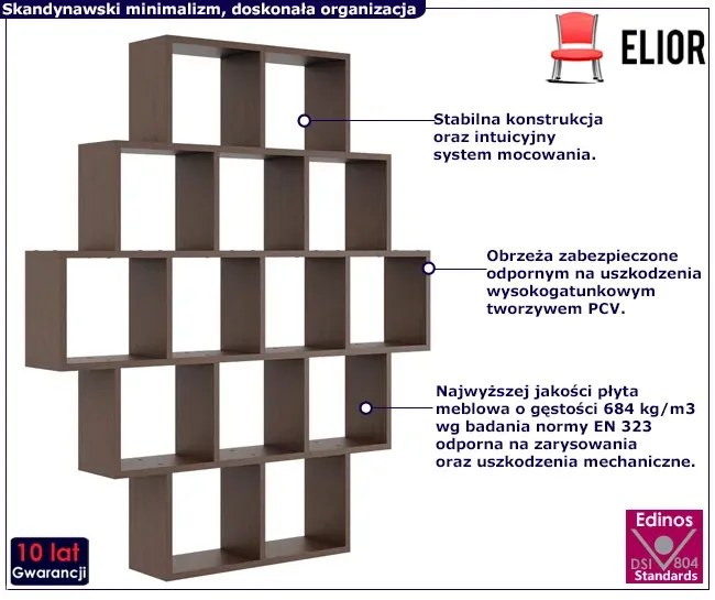 Regał otwarty wiszący lub stojący w kolorze wenge - Devios