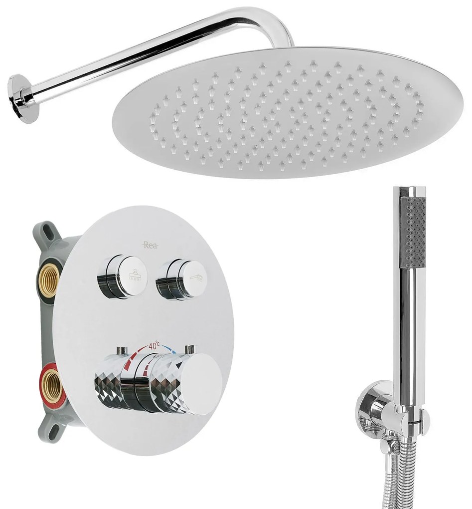 Zestaw natryskowy podtynkowy z termostatem Rea Lungo Diamond Chrom+ BOX