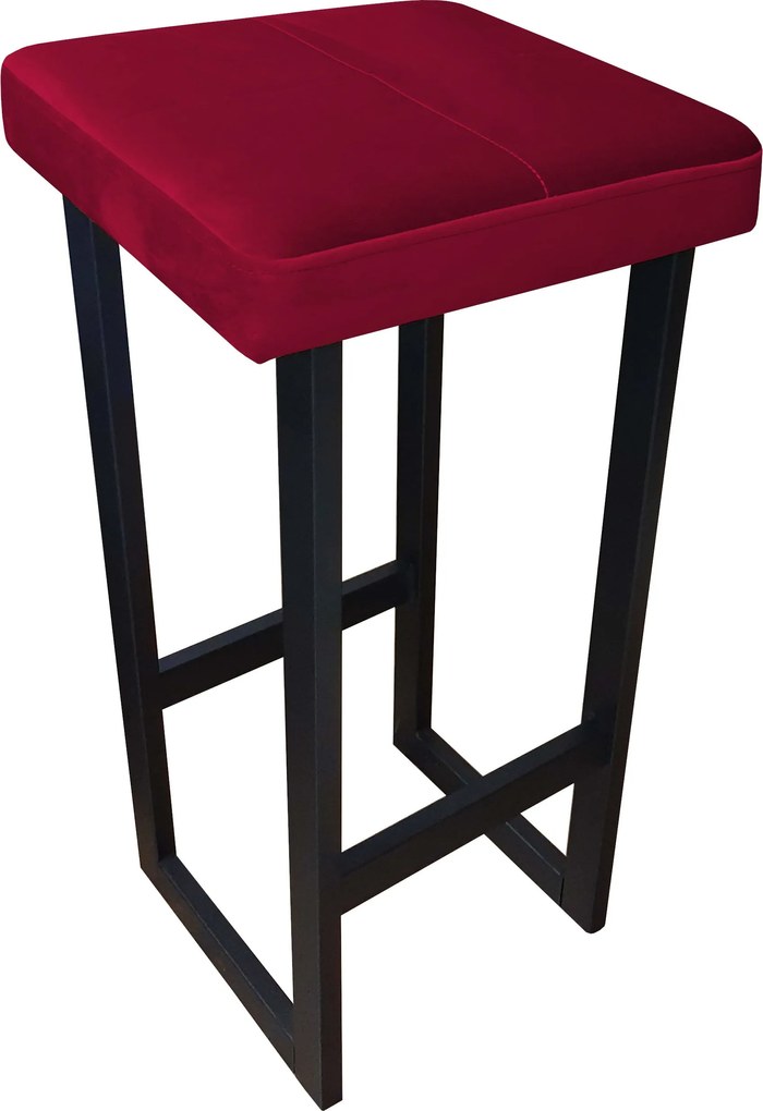 Hoker ALEX krzesło barowe tkanina Welur podstawa metalowa : Kolor Stelaża - Czarny , Kolor tkaniny - VELVET - MG31, Wysokość - 75 cm