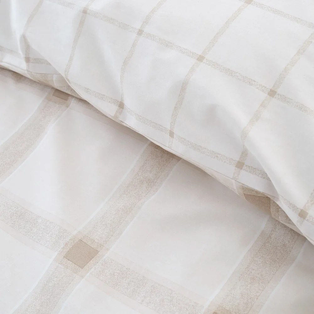 Beżowa bawełniana pościel dwuosobowa 230x220 cm Oxton Check – Bianca