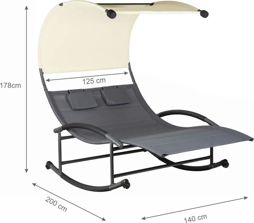 Leżanka ogrodowa dwuosobowa - bujak Sunset 301 z daszkiem