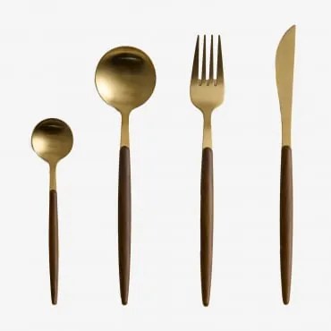 16-częściowy Zestaw Sztućców Ze Stali Nierdzewnej Monovar Złoto - Sklum