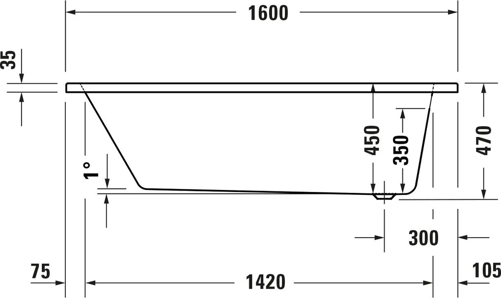 Duravit DuraPecos prostokątna wanna z oparciem