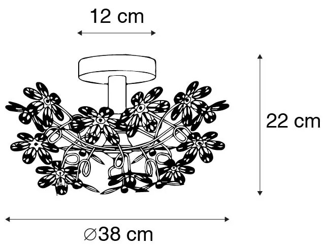Lampa sufitowa chromowana z wielokolorowymi plastikowymi kwiatami 38 cm - Fiore klasyczny/Antyczny Oswietlenie wewnetrzne