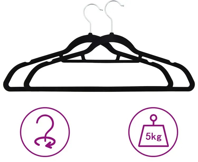 Komplet 50szt. antypoślizgowych czarnych wieszaków G6-P89