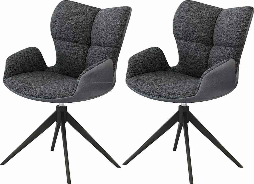 Krzesła do jadalni zestaw 2 szt. - tkanina i metal - ciemnoszary - SUZANA
