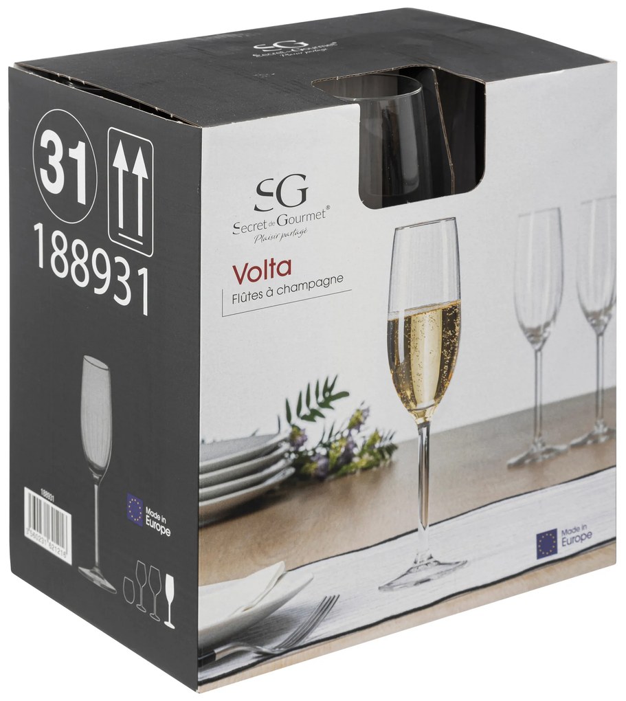 Kieliszki do szampana VOLTA, 6 sztuk x 210 ml