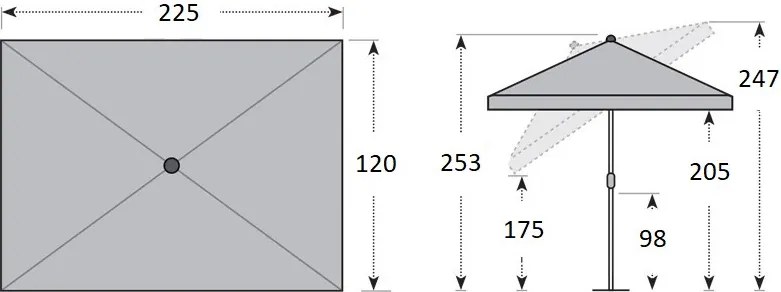 Doppler SUNLINE WATERPROOF parasol ogrodowy 225 x 120 cm antracyt