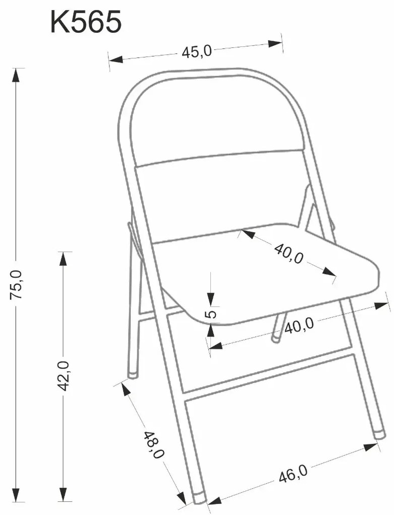 Krzesło metalowe K565 szare składane HALMAR