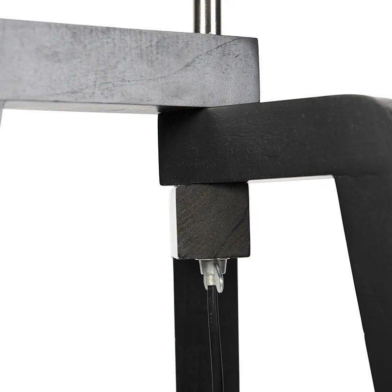 Lampa podłogowa Czarny Trójnóg z Czerwonym Kloszem ze Złotym Wnętrzem 50cm - Puros