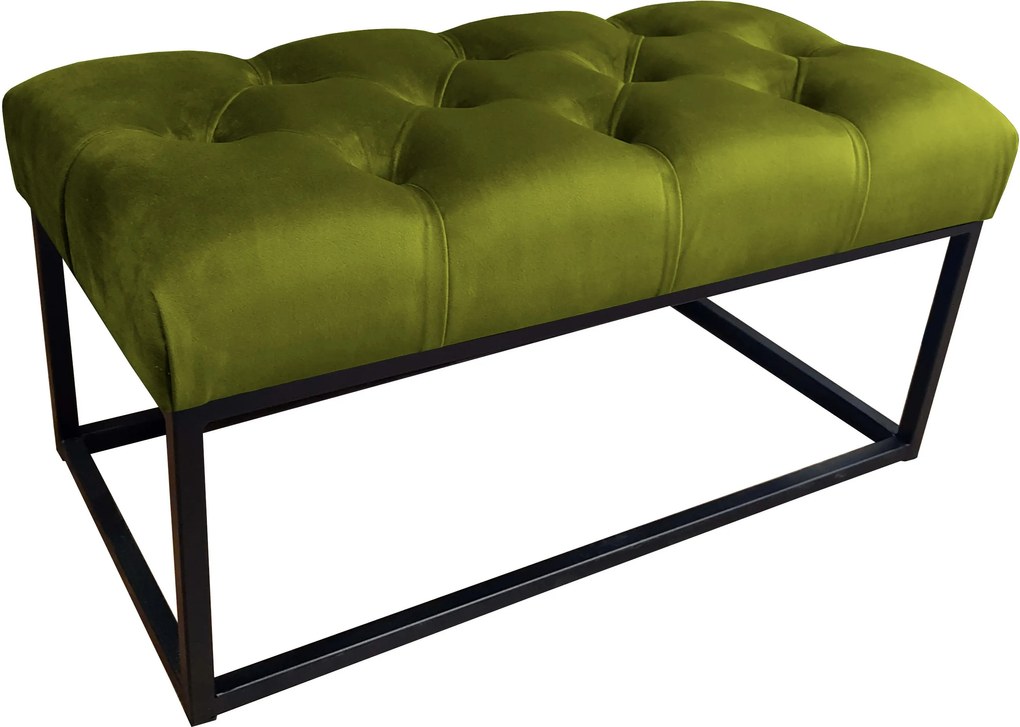 Ławka CHESTERFIELD tkanina Welur loft ławka metal : Kolor Stelaża - Czarny , Kolor tkaniny - VELVET - BL75, Typ tkaniny - Velvet