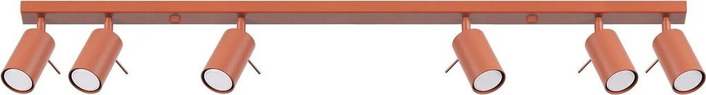 Lampa Sufitowa Nowoczesny Ring, Stal - 6 Źródło - L.117 X H.17 Cm - Ochra Czerwona