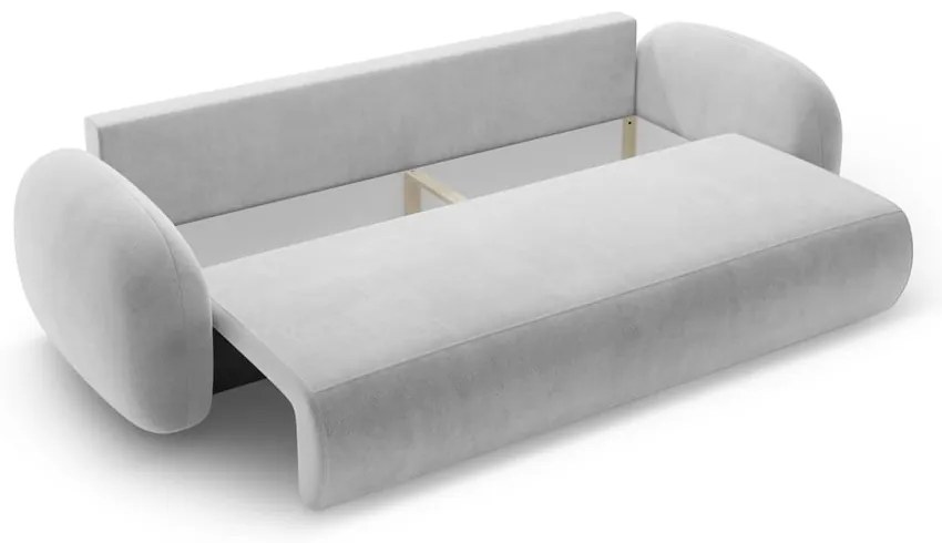 Jasnoszara aksamitna rozkładana/ze schowkiem sofa 262 cm Tonale – Cosmopolitan Design