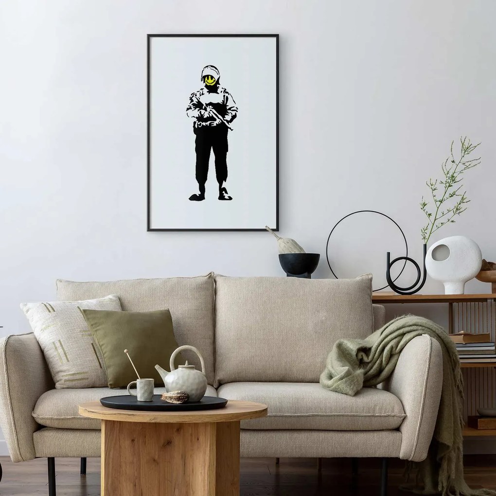 Plakat Uśmiechnięty policjant 21x30 cm z ramą czarną z marginesem ARTGEIST B