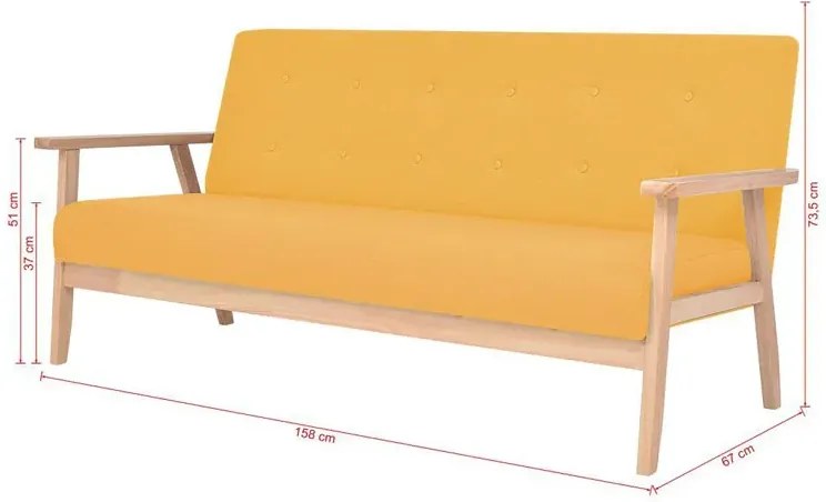 Żółty tapicerowany zestaw wypoczynkowy w stylu vintage - Kifi 4X