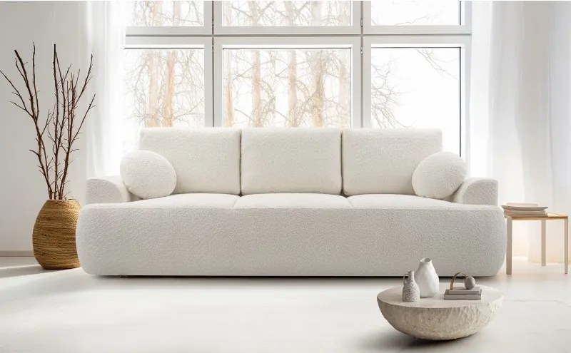 Sofa VELO z funkcja spania i pojemnikiem BIAŁY CORAL 65